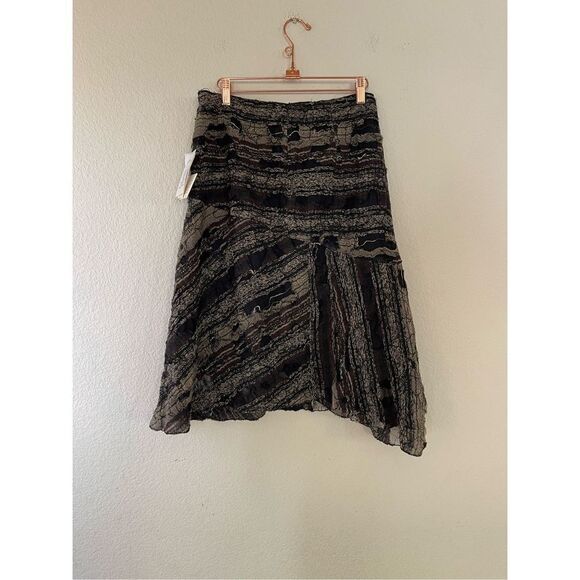 NWT Angel Iglesias‎ linen distressed knee length skirt size 44 - Picture 2 of 11